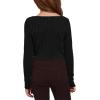 imageSOLY HUX Girls Long Sleeve Cute Crop Tops Sweetheart Neck Asymmetrical Tight T Shirts Fitted TeesPure Black