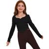 imageSOLY HUX Girls Long Sleeve Cute Crop Tops Sweetheart Neck Asymmetrical Tight T Shirts Fitted TeesPure Black
