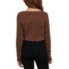 imageSOLY HUX Girls Long Sleeve Cute Crop Tops Sweetheart Neck Asymmetrical Tight T Shirts Fitted TeesPure Brown
