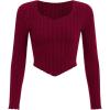 imageSOLY HUX Girls Long Sleeve Cute Crop Tops Sweetheart Neck Asymmetrical Tight T Shirts Fitted TeesPure Burgundy