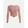 imageSOLY HUX Girls Long Sleeve Cute Crop Tops Sweetheart Neck Asymmetrical Tight T Shirts Fitted TeesPure Dusty Pink