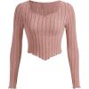 imageSOLY HUX Girls Long Sleeve Cute Crop Tops Sweetheart Neck Asymmetrical Tight T Shirts Fitted TeesPure Dusty Pink