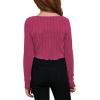 imageSOLY HUX Girls Long Sleeve Cute Crop Tops Sweetheart Neck Asymmetrical Tight T Shirts Fitted TeesPure Hotpink
