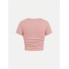 imageSOLY HUX Girls Short Sleeve Crew Neck Slim Fitted Basic TShirts Summer Tops with Hair TiesDusty Pink