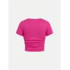 imageSOLY HUX Girls Short Sleeve Crew Neck Slim Fitted Basic TShirts Summer Tops with Hair TiesHot Pink