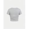 imageSOLY HUX Girls Short Sleeve Crew Neck Slim Fitted Basic TShirts Summer Tops with Hair TiesLight Grey