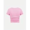 imageSOLY HUX Girls Short Sleeve Crew Neck Slim Fitted Basic TShirts Summer Tops with Hair TiesLight Pink