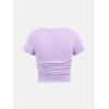 imageSOLY HUX Girls Short Sleeve Crew Neck Slim Fitted Basic TShirts Summer Tops with Hair TiesLight Purple