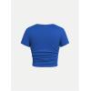 imageSOLY HUX Girls Short Sleeve Crew Neck Slim Fitted Basic TShirts Summer Tops with Hair TiesRoyal Blue