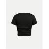 imageSOLY HUX Girls Short Sleeve Crew Neck Slim Fitted Basic TShirts Summer Tops with Hair TiesSolid Black