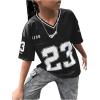 imageSOLY HUX Girls Summer Jersey Shirts V Neck Short Sleeve Graphic Tees Oversized TShirt TopsBlack Graphic