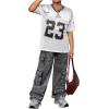 imageSOLY HUX Girls Summer Jersey Shirts V Neck Short Sleeve Graphic Tees Oversized TShirt TopsBlack and White