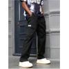 imageSOLY HUX Mens Drawstring Waist Straight Leg Outdoor Baggy Cargo Pants with Pocket StreetwearSolid Black