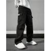 imageSOLY HUX Mens Drawstring Waist Straight Leg Outdoor Baggy Cargo Pants with Pocket StreetwearSolid Black