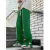 imageSOLY HUX Mens Drawstring Waist Sweatpants Split Side Textured Baggy Straight Leg Pants with PocketsPlain Green
