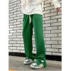 imageSOLY HUX Mens Drawstring Waist Sweatpants Split Side Textured Baggy Straight Leg Pants with PocketsPlain Green