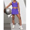 imageSOLY HUX Toddler Girls 2 Piece Workout Outfits Lightweight Crop Tank Tops and Skort Athletic SetPlain Violet Purple