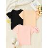 imageSOLY HUX Toddler Girls Graphic tees Short Sleeve Crew Neck t Shirt Casual Summer tee Tops 4 Piece SetBlack and Pink Graphic