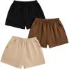 imageSOLY HUX Girls 3 Packs Sweat Shorts Elastic Waist Casual Summer SweatShorts Teen ApparelBlack Beige Browm