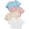 imageSOLY HUX Girls 4 Piece Short Sleeve Round Neck Tee T Shirts Summer Crop TopsBlue Pink Beige White