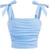 imageSOLY HUX Girls Bow Tie Sleeveless Crop Top Ruched Square Neck Summer Going Out Cami Tank ShirtsPlain Light Blue