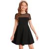 imageSOLY HUX Girls Contrast Mesh Short Sleeve High Waist Flared A Line Short DressBlack