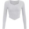 imageSOLY HUX Girls Long Sleeve Cute Crop Tops Sweetheart Neck Asymmetrical Tight T Shirts Fitted TeesPure Light Grey