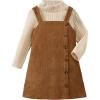 imageSOLY HUX Toddler Girls 2 Piece Outfits Mock Neck Long Sleeve Tee and Button Front Overall Dress SetMulticoloured