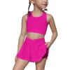 imageSOLY HUX Toddler Girls 2 Piece Workout Outfits Lightweight Crop Tank Tops and Skort Athletic SetPlain Hotpink