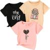 imageSOLY HUX Toddler Girls Graphic tees Short Sleeve Crew Neck t Shirt Casual Summer tee Tops 4 Piece SetBlack and Pink Graphic