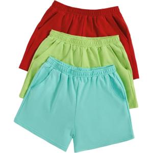 imageSOLY HUX Girls 3 Packs Sweat Shorts Elastic Waist Casual Summer SweatShorts Teen ApparelRed Green Blue