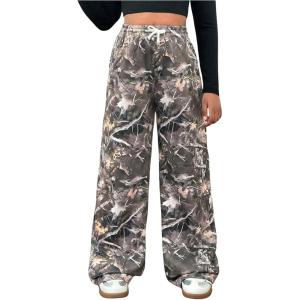 imageSOLY HUX Girls Camo Wide Leg Pants Drawstring Waist Baggy Sweatpants with PocketMulticolor