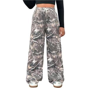 imageSOLY HUX Girls Camo Wide Leg Pants Drawstring Waist Baggy Sweatpants with PocketMulticolored