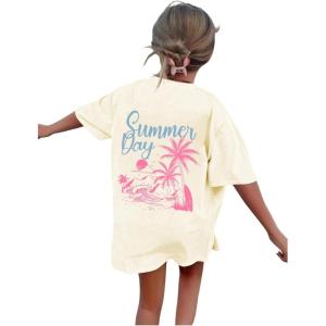 imageSOLY HUX Girls Short Sleeve Graphic Tees Crew Neck Beach Tops Casual Summer TShirtsBeige Letter
