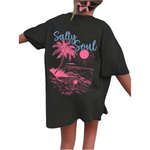 imageSOLY HUX Girls Short Sleeve Graphic Tees Crew Neck Beach Tops Casual Summer TShirtsBlack Graphic