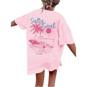 imageSOLY HUX Girls Short Sleeve Graphic Tees Crew Neck Beach Tops Casual Summer TShirtsLight Pink Graphic