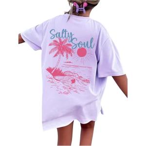 imageSOLY HUX Girls Short Sleeve Graphic Tees Crew Neck Beach Tops Casual Summer TShirtsPurple Graphic