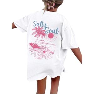 imageSOLY HUX Girls Short Sleeve Graphic Tees Crew Neck Beach Tops Casual Summer TShirtsWhite Graphic