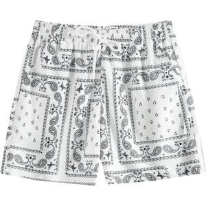 imageSOLY HUX Mens Boho Summer Shorts Paisley Drawstring Elastic Waist Short Pants Beach Vacation OutfitWhite Paisley