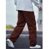 imageSOLY HUX Mens Cargo Jeans Y2k Grunge Hip Hop Wide Leg Baggy Denim Pants Streetwear with PocketsPlain Brown