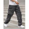 imageSOLY HUX Mens Cargo Jeans Y2k Grunge Hip Hop Wide Leg Baggy Denim Pants Streetwear with PocketsPlain Grey