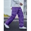 imageSOLY HUX Mens Cargo Jeans Y2k Grunge Hip Hop Wide Leg Baggy Denim Pants Streetwear with PocketsPlain Purple