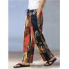 imageSOLY HUX Mens Color Block Baggy Straight Leg Pants Drawstring Elastic Waist Casual Vacation Pants with PocketsMulticoloured Printed