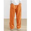 imageSOLY HUX Mens Corduroy Pants Casual Drawstring Elastic Waist Straight Leg Sweatpants with PocketsOrange Letter