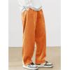 imageSOLY HUX Mens Corduroy Pants Casual Drawstring Elastic Waist Straight Leg Sweatpants with PocketsOrange Letter