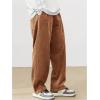 imageSOLY HUX Mens Corduroy Pants Casual Drawstring Elastic Waist Straight Leg Sweatpants with PocketsPlain Brown