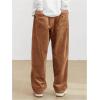 imageSOLY HUX Mens Corduroy Pants Casual Drawstring Elastic Waist Straight Leg Sweatpants with PocketsPlain Brown