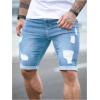 imageSOLY HUX Mens Distressed Jean Shorts Ripped Bermuda Denims Casual Fitted StreetwearLight Wash
