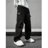 imageSOLY HUX Mens Drawstring Elastic Waist Cargo Pants Straight Leg Baggy Sweatpants StreetwearBlack Letter