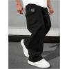 imageSOLY HUX Mens Drawstring Elastic Waist Cargo Pants Straight Leg Baggy Sweatpants StreetwearBlack Letter